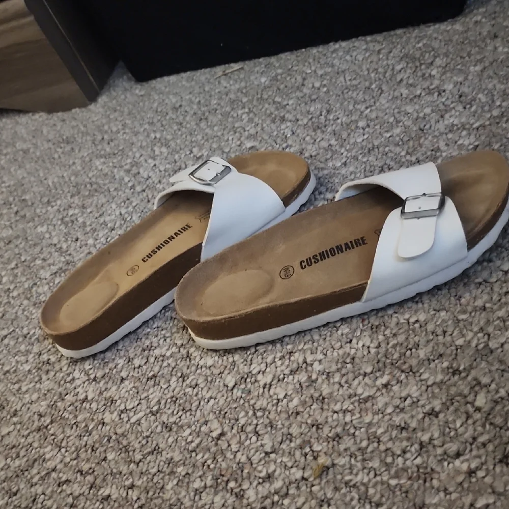 White Sandals with Soft Footbed and Buckle Detail - Picture 3 of 3